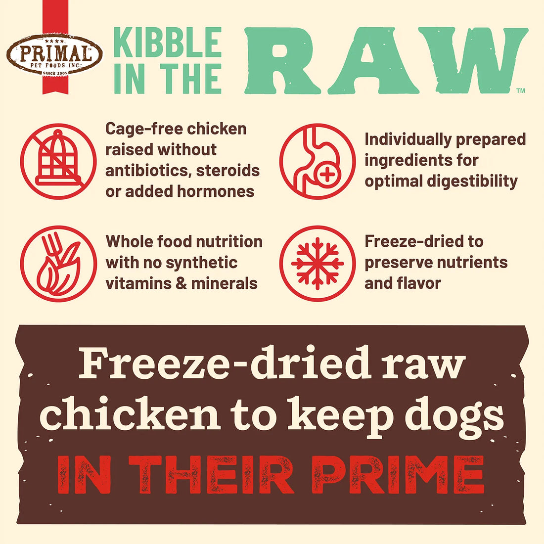 Primal Canine Chicken Kibble in the Raw