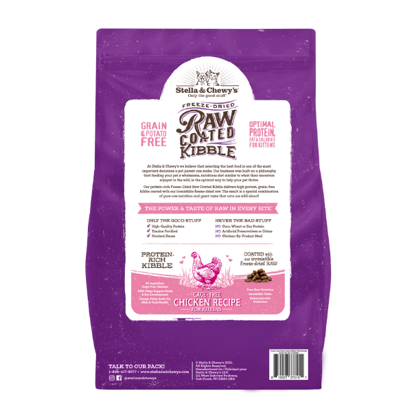 Stella & Chewy's Cat Kibble - Raw Coated Cage Free Chicken Recipe for Kittens